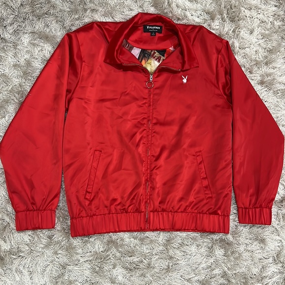 Playboy by Pacsun zip up jacket in red. Removed tags never worn. Size Meduim. - Picture 2 of 7